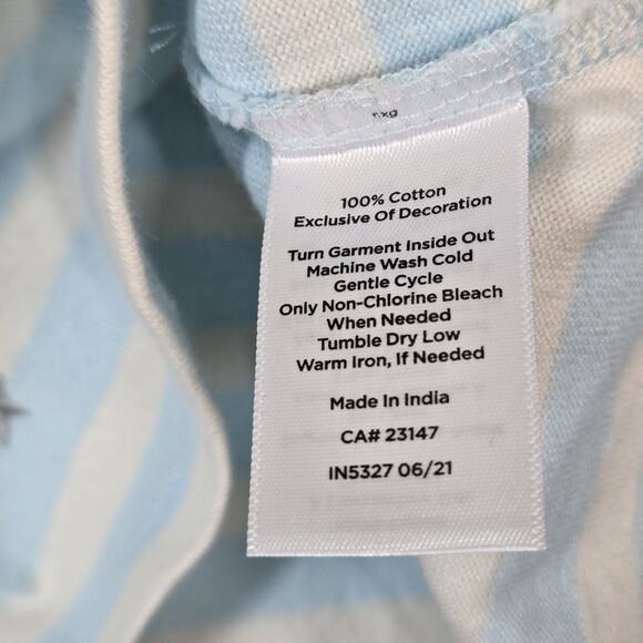 Talbots Authentic Embroidered T Shirt sz X Blue Ivory Striped Ice Skates Stars - Picture 8 of 12